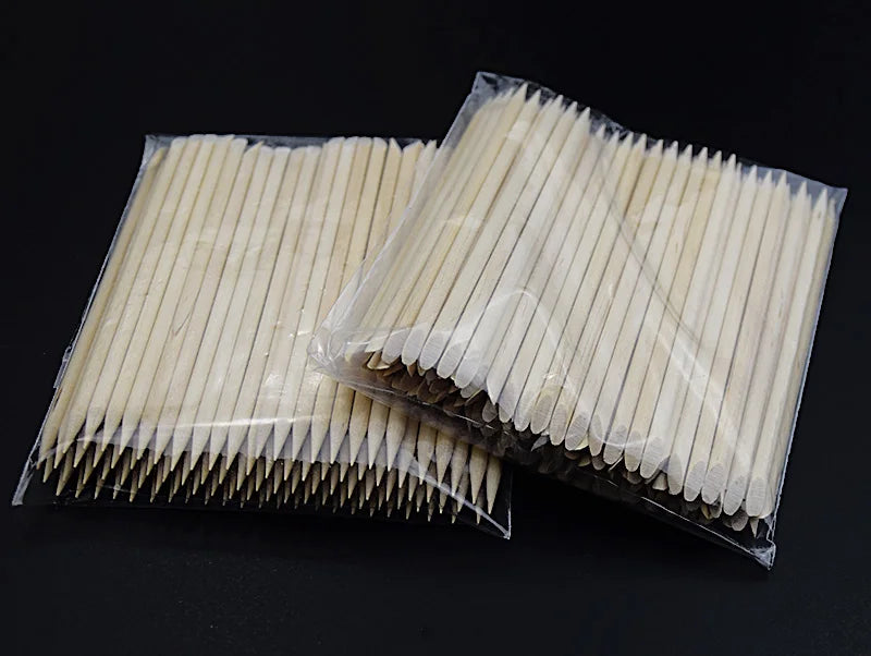 100/500PCS Nail Orange Wood Sticks - Double Head Cuticle Pusher & Remover for Manicure, Pedicure, and Rhinestone Picking