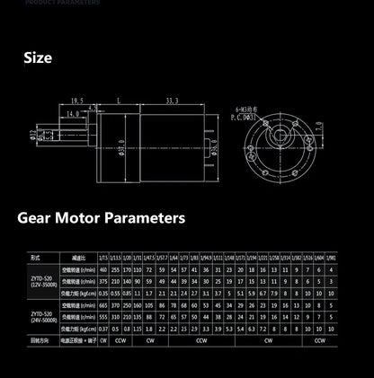 GB37RG 12V DC Gear Motor – 37mm Eccentric Shaft with Multiple RPM Options (2 to 1000 RPM)