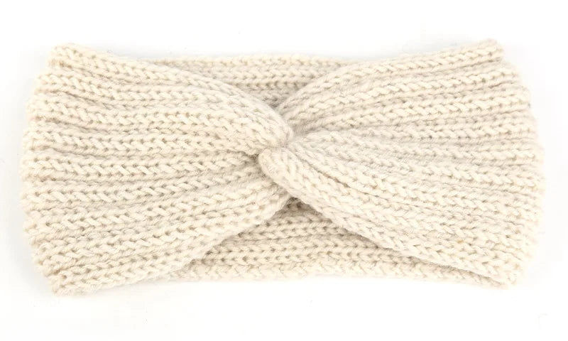 Women's Solid Color Knitted Headband – Elastic Twisted Turban Headwrap, Winter Hair Band for Girls, Fashion Hair Accessories