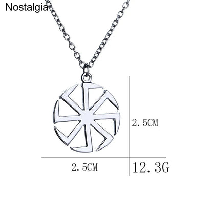 Nostalgia Slavic Kolovrat Pendant Necklace – Pagan Wicca Russian Wheel Amulet Talisman Jewelry