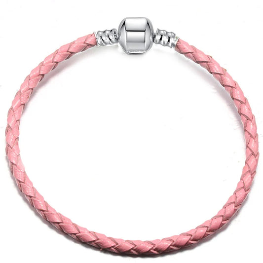 BAOPON 9-Color Leather Charm Bracelet - DIY Chain Jewelry Gift for Women & Girls