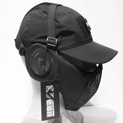 TAK YIYING Foldable Mesh Hunting Mask with Ear Protection and Cap – Ideal for Airsoft and Paintball