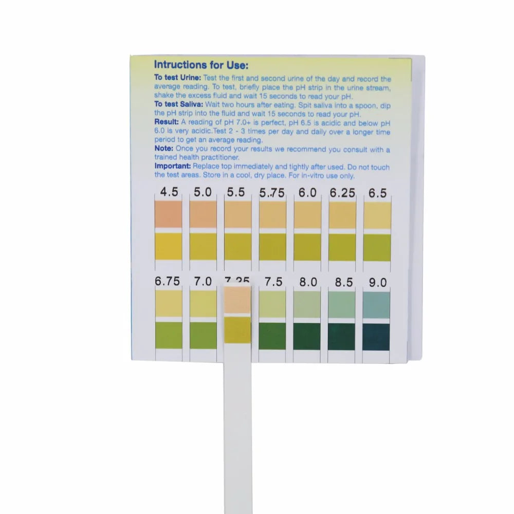 100-Piece pH Test Strips (4.5–9.0) – Dual-Pad Urine and Saliva pH Testing Kit