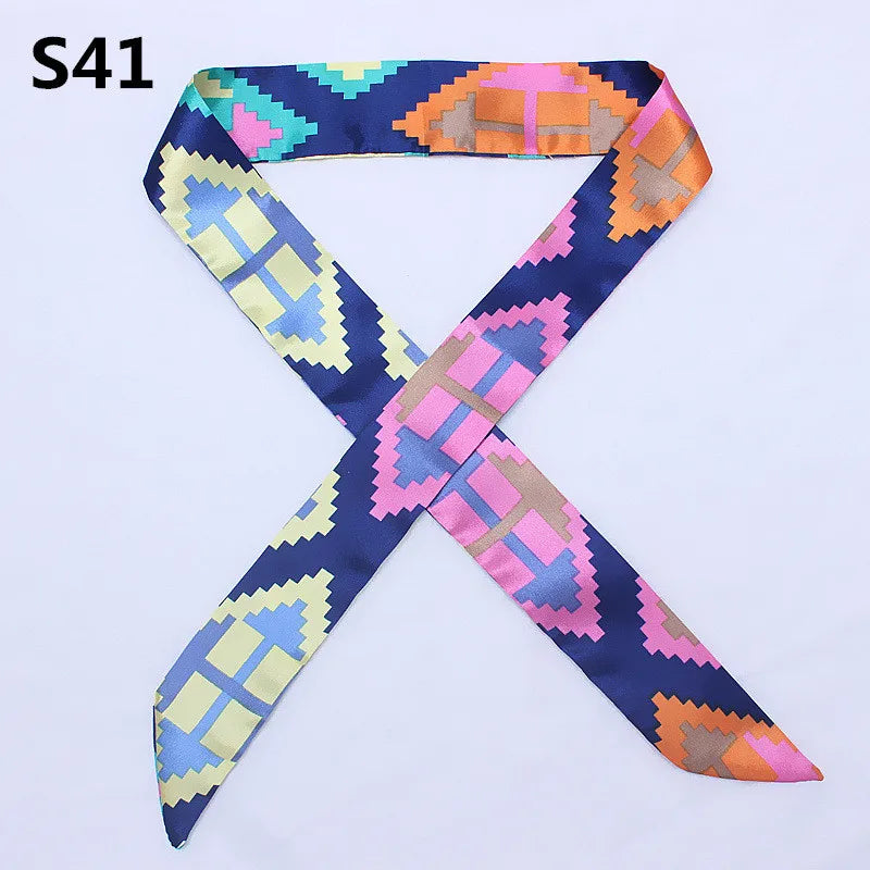 47 Colors Brand Bandana | Small Silk Bag Scarf for Women | Long Skinny Fashion Head Hijab Scarf and Headband
