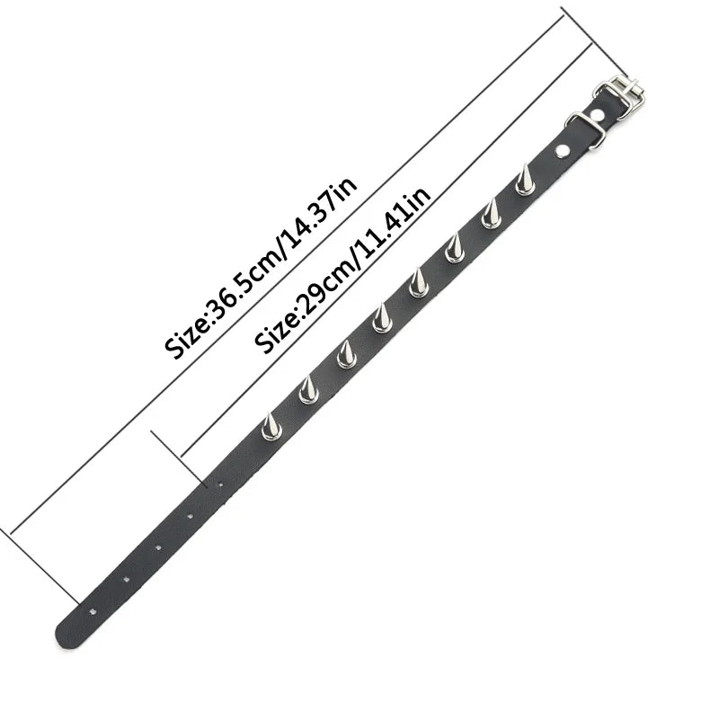 Black Spike Choker Necklace – Rivet Studded Punk Rock Faux Leather Goth Collar for Women & Girls, Harajuku Costume Jewelry