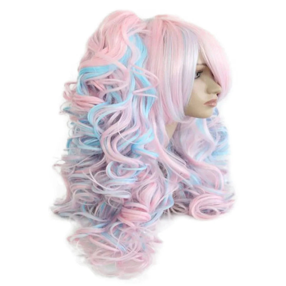 HAIRJOY Women’s 70cm Long Blue and Pink Mixed Wavy Braided Ponytails Synthetic Party Cosplay Wig - 30 Colors Available
