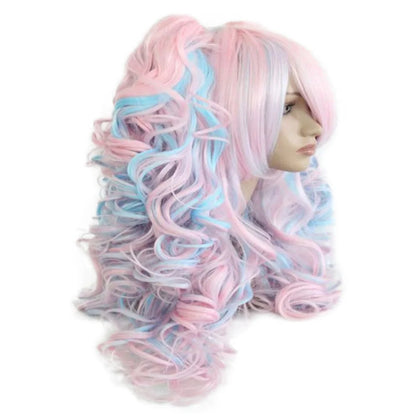 HAIRJOY Women’s 70cm Long Blue and Pink Mixed Wavy Braided Ponytails Synthetic Party Cosplay Wig - 30 Colors Available