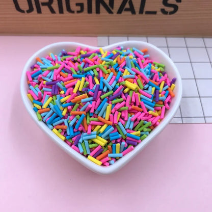 100g Colorful Long Clay Sprinkles – 5-6mm DIY Craft Decorations for Phone Deco & Creative Projects