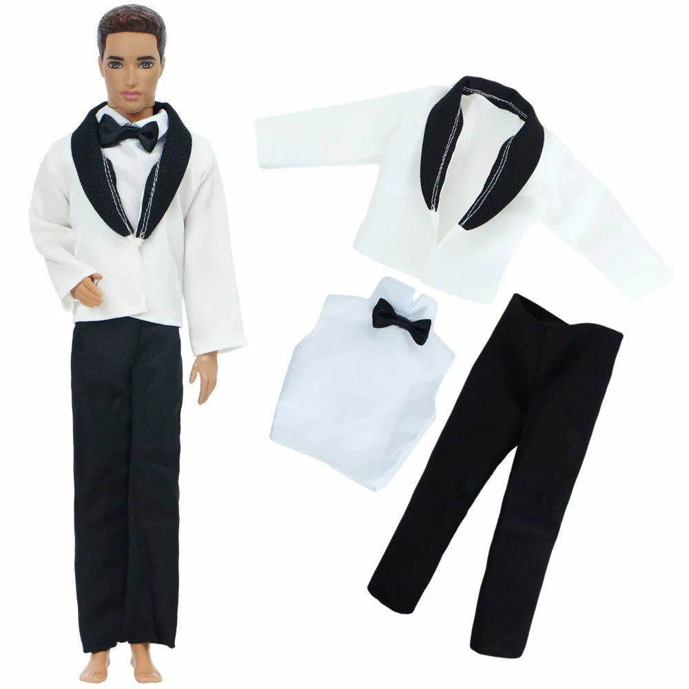 Handmade 1/6 Doll Outfit for 12-Inch Boy Doll — Men’s Formal Suit with Shirt, Coat, Trousers & Shoes, 30cm Toy Clothes