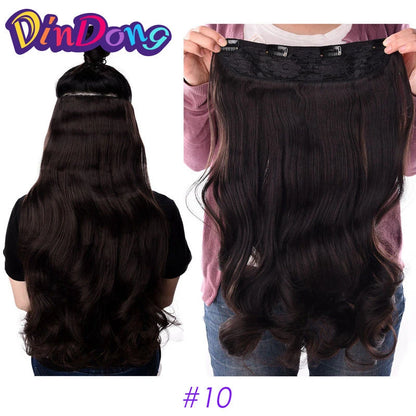 DinDong 32" Clip-In Hair Extensions — 210G Synthetic Wavy, Heat Resistant, 613# Blonde & 19 Colors