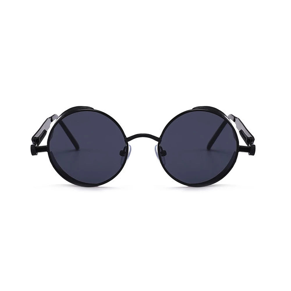 VIVIBEE Vintage Steampunk Red Sunglasses — 2025 Round Punk Alloy Metal Retro Goggles for Men & Women, Gothic Style Shades