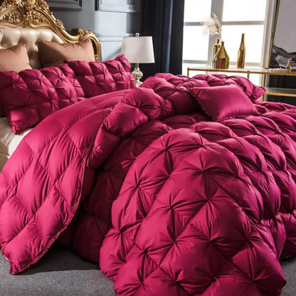 3D Luxury Quilted Goose Down Duvet – 100% High-Rank Winter Comforter, Thick Solid Color Blanket for King, Queen & Full Size Beds
