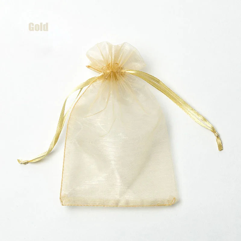 RE 100pcs 22 Colors Drawable Organza Bags - Wedding & Christmas Gift Packaging - Jewelry Display & Pouches (Sizes: 7x9, 9x12cm, 10x15, 13x18cm)