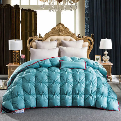 3D Luxury Quilted Goose Down Duvet – 100% High-Rank Winter Comforter, Thick Solid Color Blanket for King, Queen & Full Size Beds