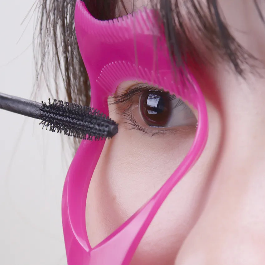 3-in-1 Eyelash Makeup Tools: Mascara Shield Guide, Curler, and Comb - Perfect Cosmetics Curve Applicator for Stunning Lashes