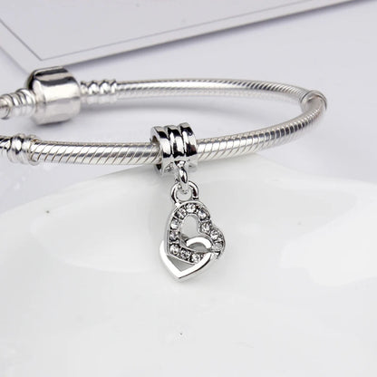 Original Alloy Bead Family Love Heart Pendant Charm - Mom & Dad DIY Jewelry for Pan Bracelets & Necklaces