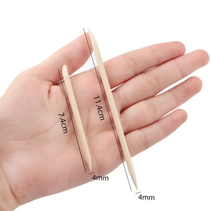 100/50PCS Orange Wood Nail Art Sticks - Cuticle Pusher, Rhinestone Remover & Manicure Pedicure Care Tools