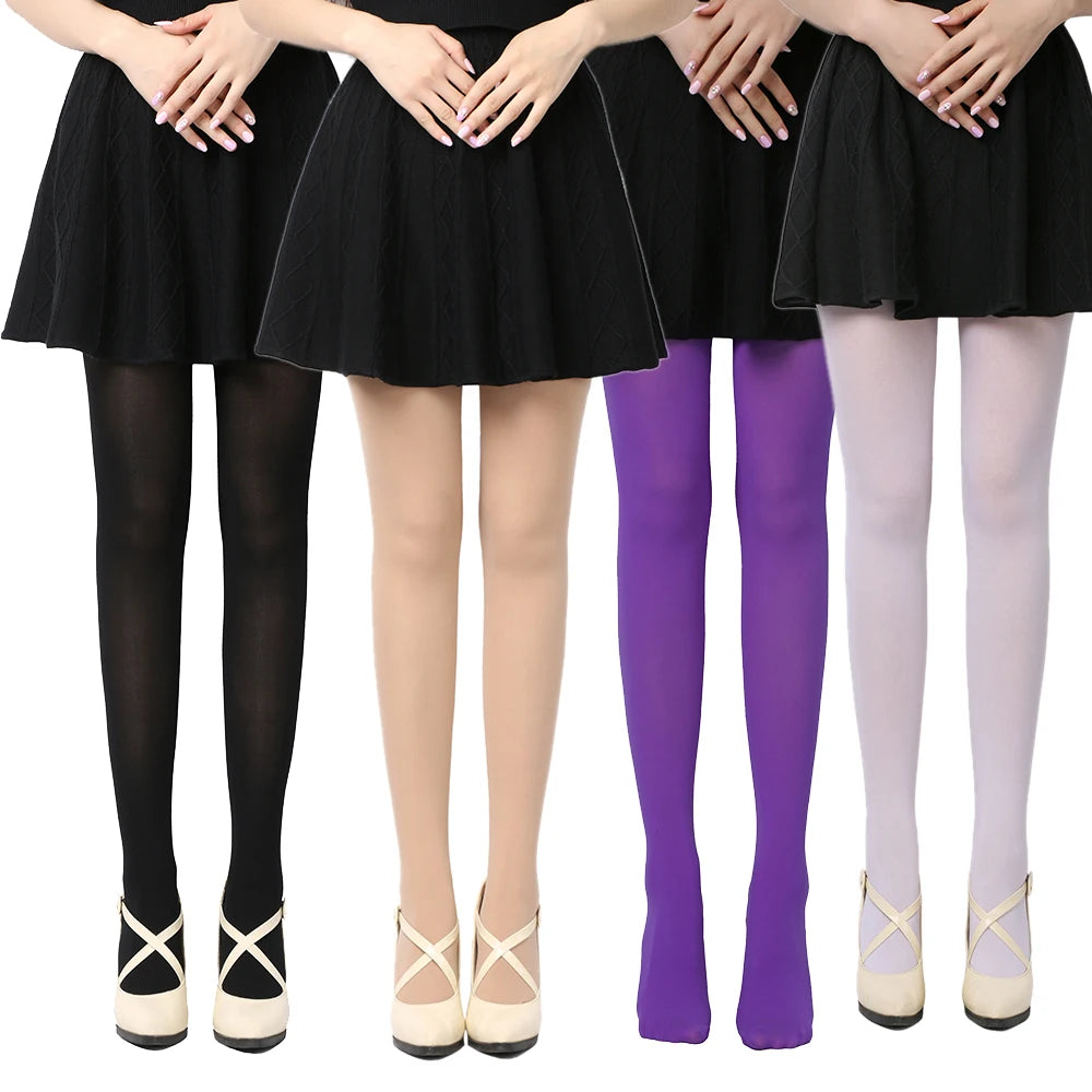 Women’s Black 120D Opaque Tights – Seamless Warm Nylon Pantyhose, Thick Winter Stockings for Spring & Autumn Footed Legwear