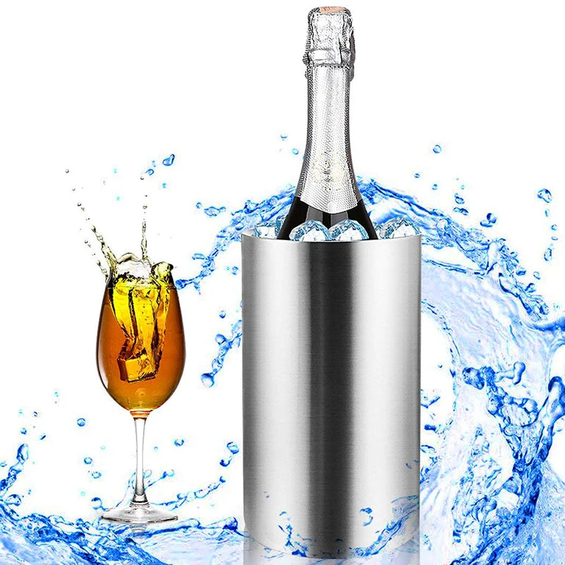UPORS Stainless Steel Wine Cooler Bucket – Double Wall Bottle Holder for Champagne, Beer & Ice, Bar Chiller Tool