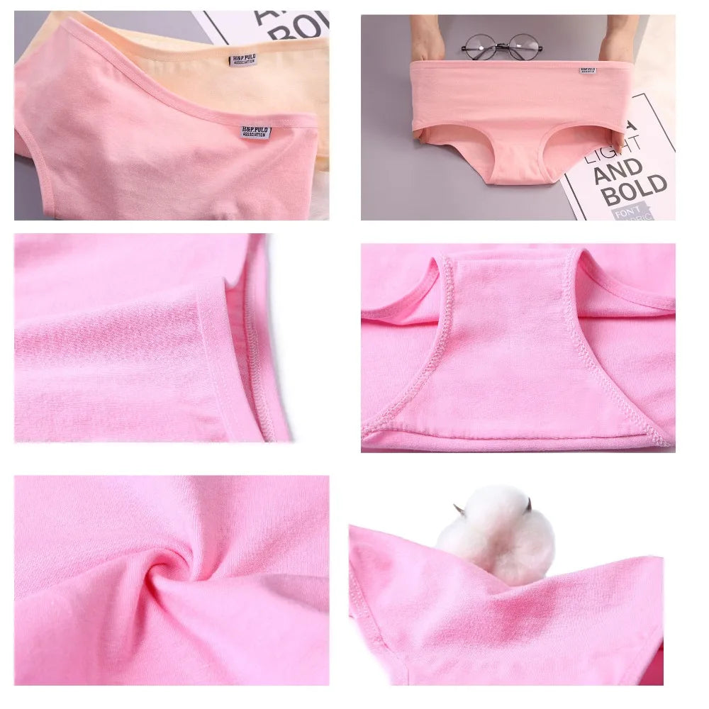 7Pcs/Lot Plus Size Women's Cotton Panties: Sexy Briefs, Lingeries Shorts Underpant Solid Panty - Female Intimates in 4XL