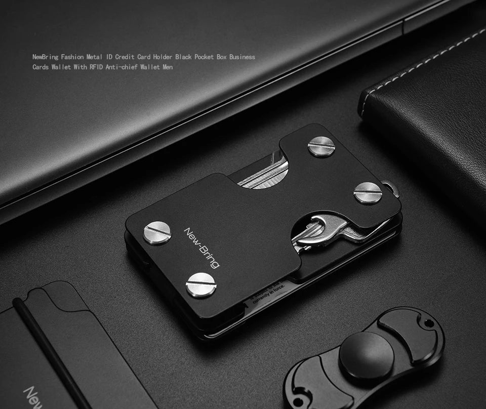NewBring Multi-Functional Metal Money Clip – Men's Credit Card Wallet with Key Holder