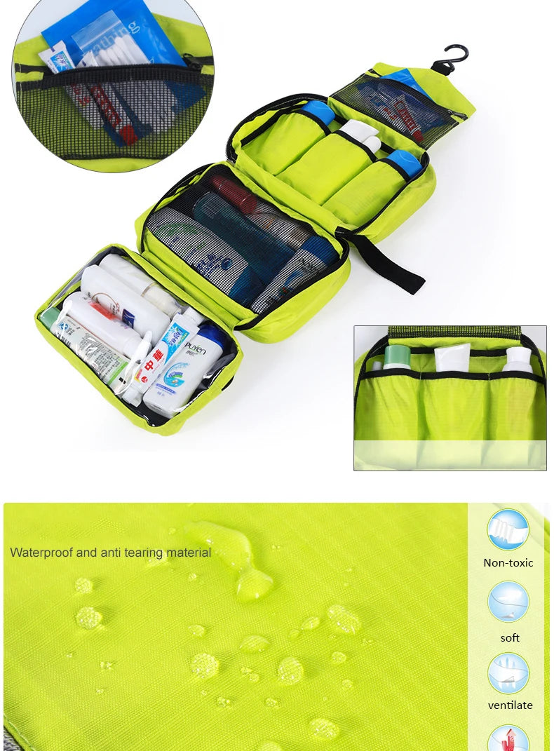 Hanging Travel Toiletry Bag | Organizer Kit for Men & Women with Cosmetics & Makeup Storage