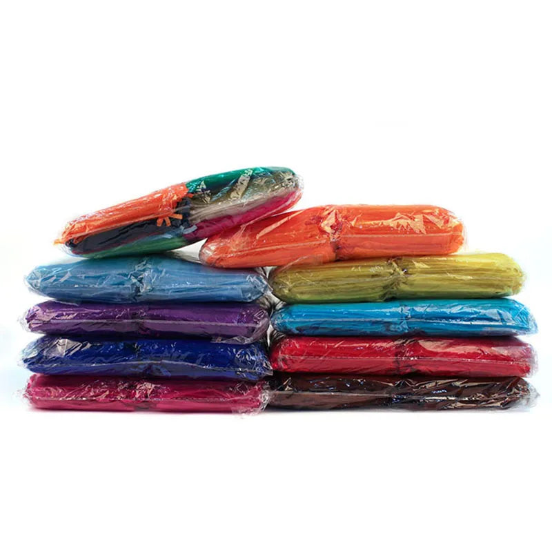 RE 100pcs 22 Colors Drawable Organza Bags - Wedding & Christmas Gift Packaging - Jewelry Display & Pouches (Sizes: 7x9, 9x12cm, 10x15, 13x18cm)