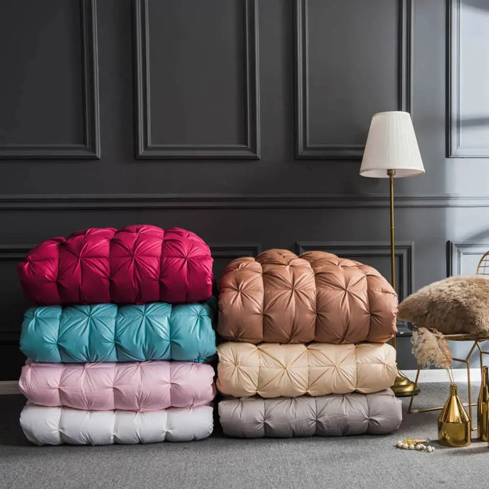 3D Luxury Quilted Goose Down Duvet – 100% High-Rank Winter Comforter, Thick Solid Color Blanket for King, Queen & Full Size Beds