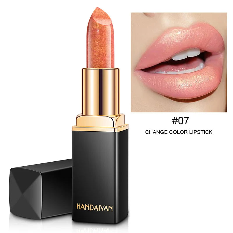 Professional Brand Lipstick – Waterproof, Long-Lasting Nude Pink & Mermaid Shimmer, Luxury Makeup Cosmetic