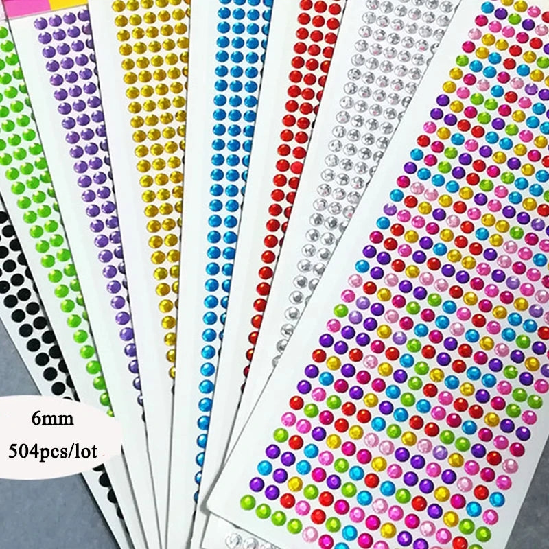 Self Adhesive Rhinestone Stickers - 504/900PCS Acrylic Gems for DIY Crafts & Scrapbooking