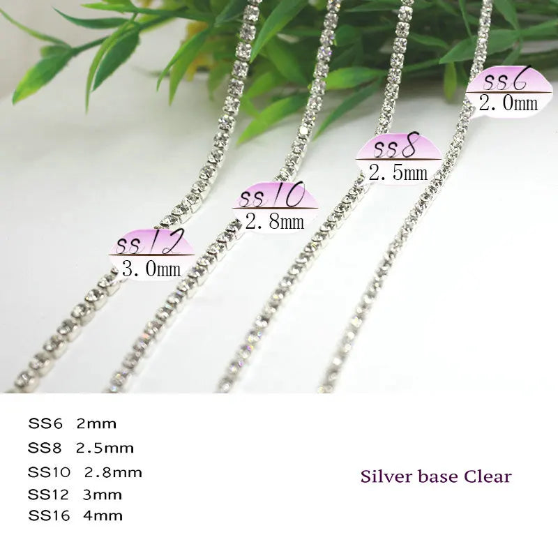 Glitter Rhinestone Chain Trim - SS6 SS16 Crystal Sew-On Glue-On Decoration For DIY Clothing Accessories