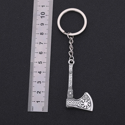 SKYRIM Viking Keychain – Punk Gothic Axe Talisman, Slavic Irish Knot Pagan Amulet Pendant, Men's Jewelry Gift