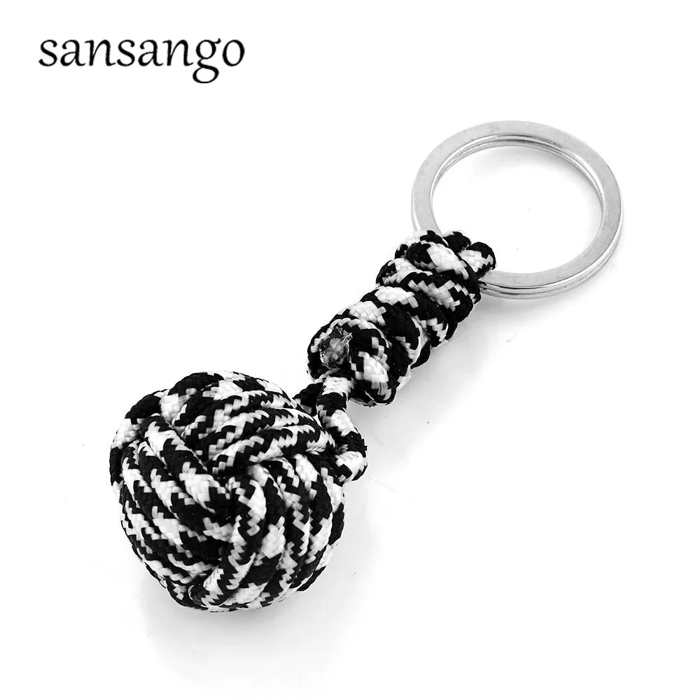 Woven Paracord Lanyard Keychain – Outdoor Survival Tactical Military Parachute Rope with Ball Pendant Keyring