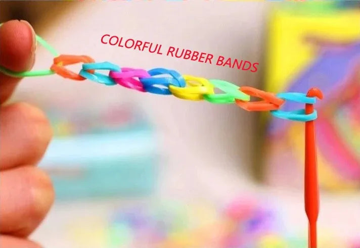 Fashion Rubber Loom Band Weaver Kit – DIY Elongated Knitting Machine with Bands, Hooks & Weaving Frame for Crafts and Toys