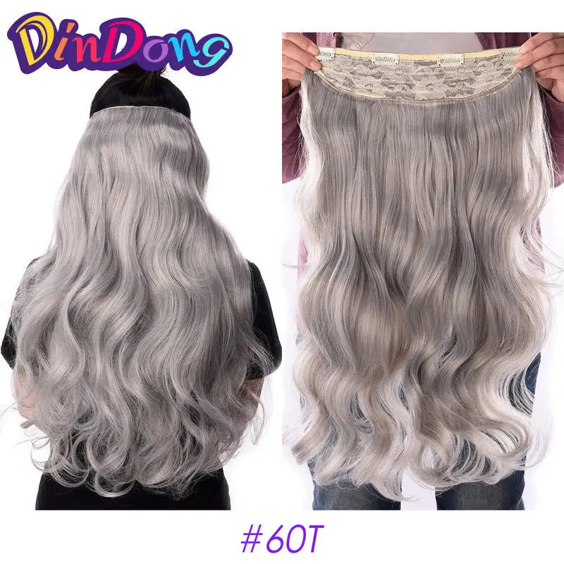 DinDong 32" Clip-In Hair Extensions — 210G Synthetic Wavy, Heat Resistant, 613# Blonde & 19 Colors