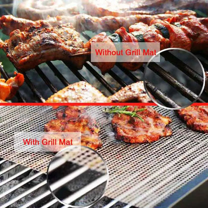 3-Pack Non-Stick Perforated BBQ Grill Mesh Mats — Reusable Heat-Resistant Oven & Baking Sheets for Outdoor Grilling