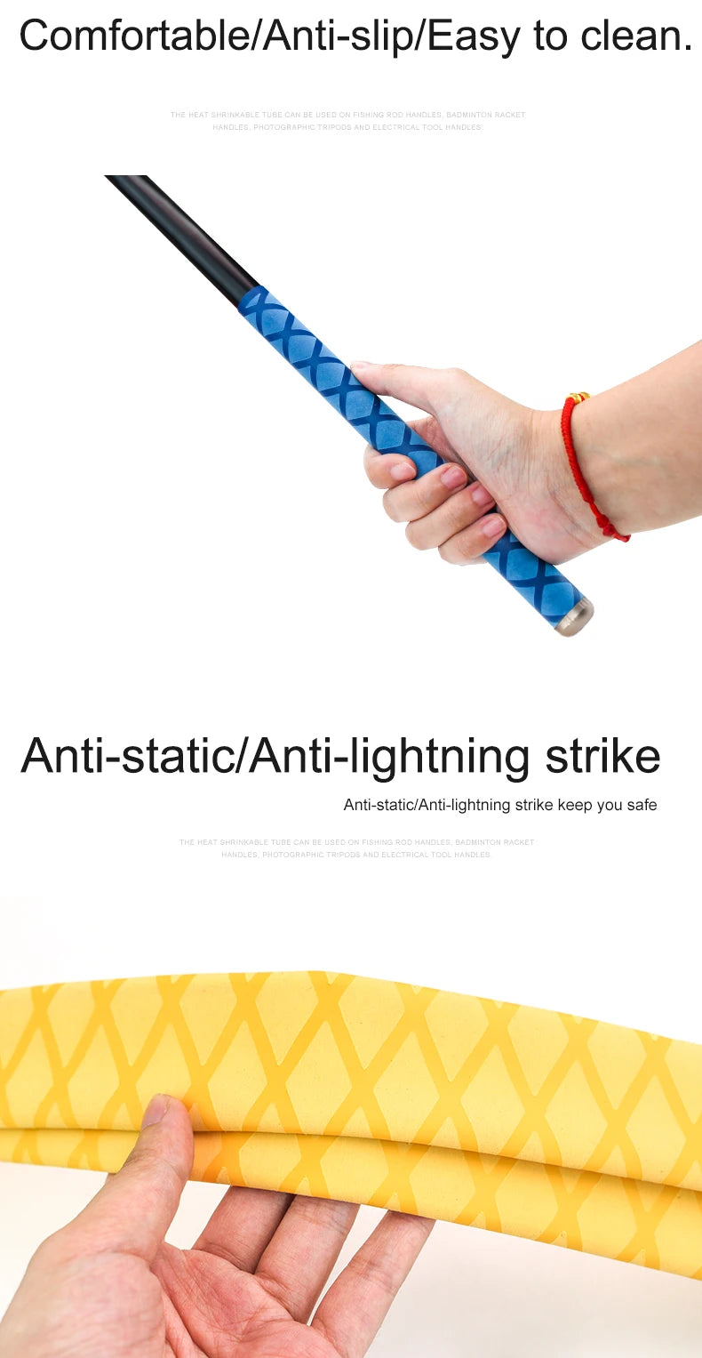 Anti-Slip Heat Shrink Tube for Fishing Rods — DIY Electrical Insulation, 5 Colors, 1M Length, Multiple Sizes 15-50mm