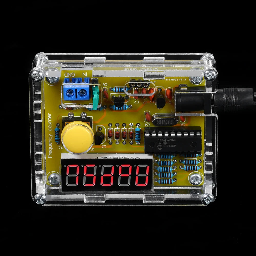 Digital Frequency Counter Tester - 1Hz–50MHz Crystal Oscillator Meter with Transparent Case for DIY Electronics Testing