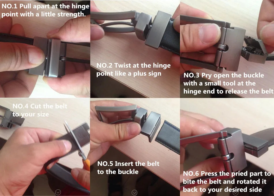 Men’s Genuine Leather Reversible Belt – 2-in-1 Rotated Buckle for Big & Tall Sizes