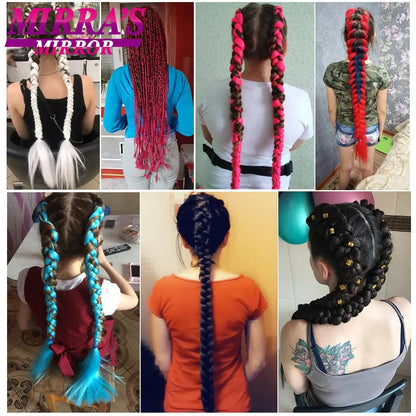41" Jumbo Braiding Hair Extensions – Purple, Pink & Blue Ombre Synthetic Hair for Box Braids, Wholesale Support