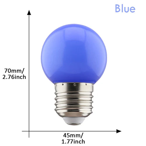G45 E27 LED Light Bulbs 2-Pack - Colorful 220V Lamps for Christmas, Weddings & Indoor Party Lighting