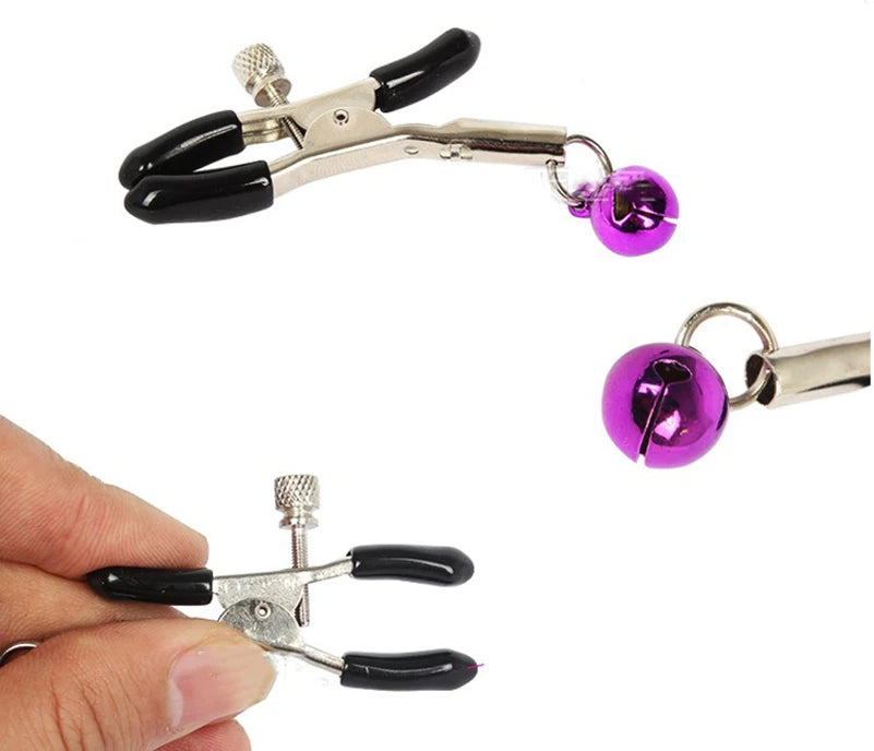 Adjustable Metal Nipple Clamps - Adult Novelty Clips for Couples’ Intimate Play and Massage