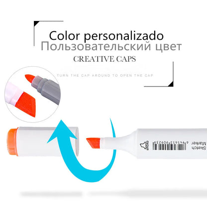 TOUCHNEW Alcohol Sketch Markers - Dual Tip Brush Pens for Manga Drawing & Art Supplies