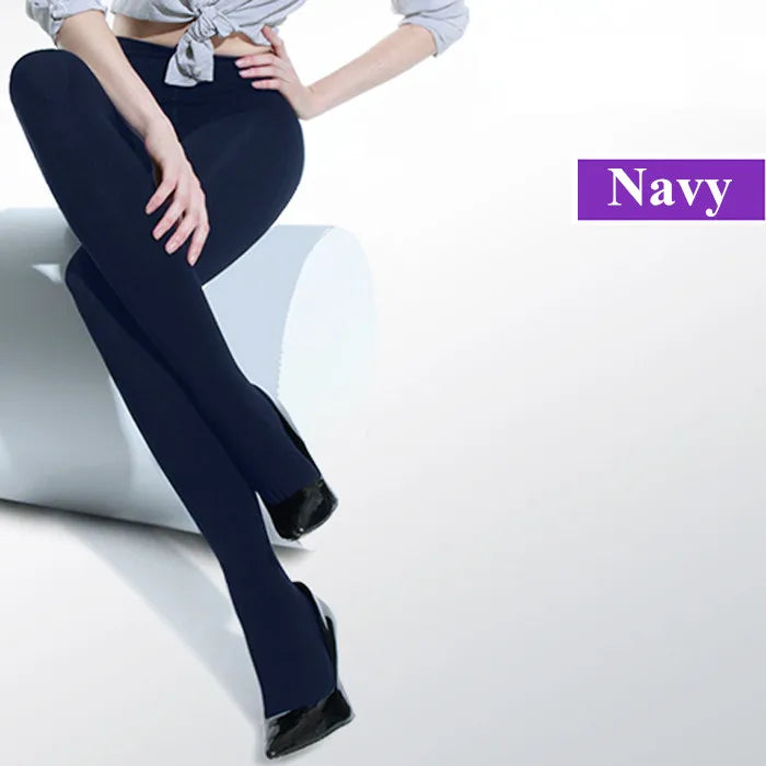 Women Black Opaque Tights - 120D Seamless Warm Nylon Footed Pantyhose Stockings For Winter And Autumn