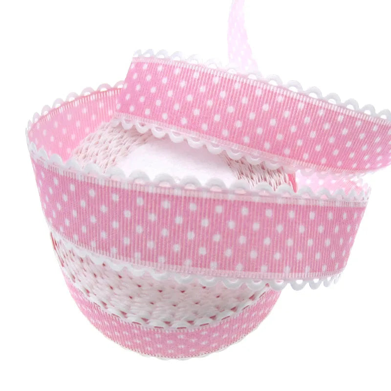 Polka Dot Lace Ribbon Roll - 20 Yards 1 Inch DIY Craft, Gift Wrapping & Scrapbooking Decoration Fabric