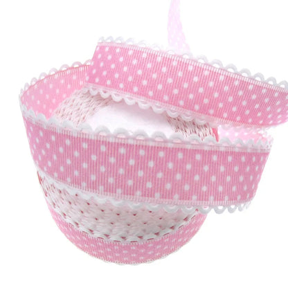 Polka Dot Lace Ribbon Roll - 20 Yards 1 Inch DIY Craft, Gift Wrapping & Scrapbooking Decoration Fabric