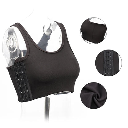 Women’s Breast Binder – Transboy Lesbian Corset Vest with Side Buckle, Summer Short Tank Top Shaper Bustier