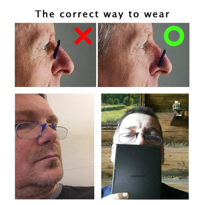Men’s Nose Clip Reading Glasses – High-Quality Portable Transparent Eyewear for Seniors with Case