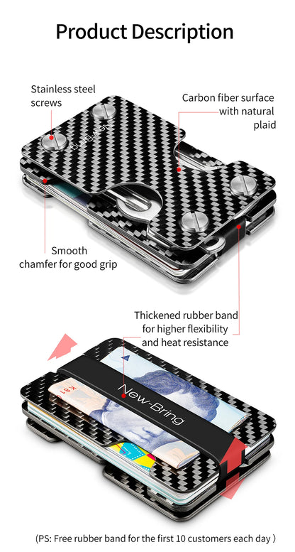 NewBring Multi-Functional Metal Money Clip – Men's Credit Card Wallet with Key Holder