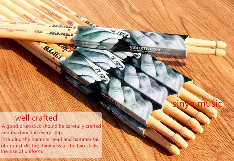 Original Professional Drumsticks – 5A, 5B, 7A American Hickory Drumsticks, One Pair for Musical Instruments
